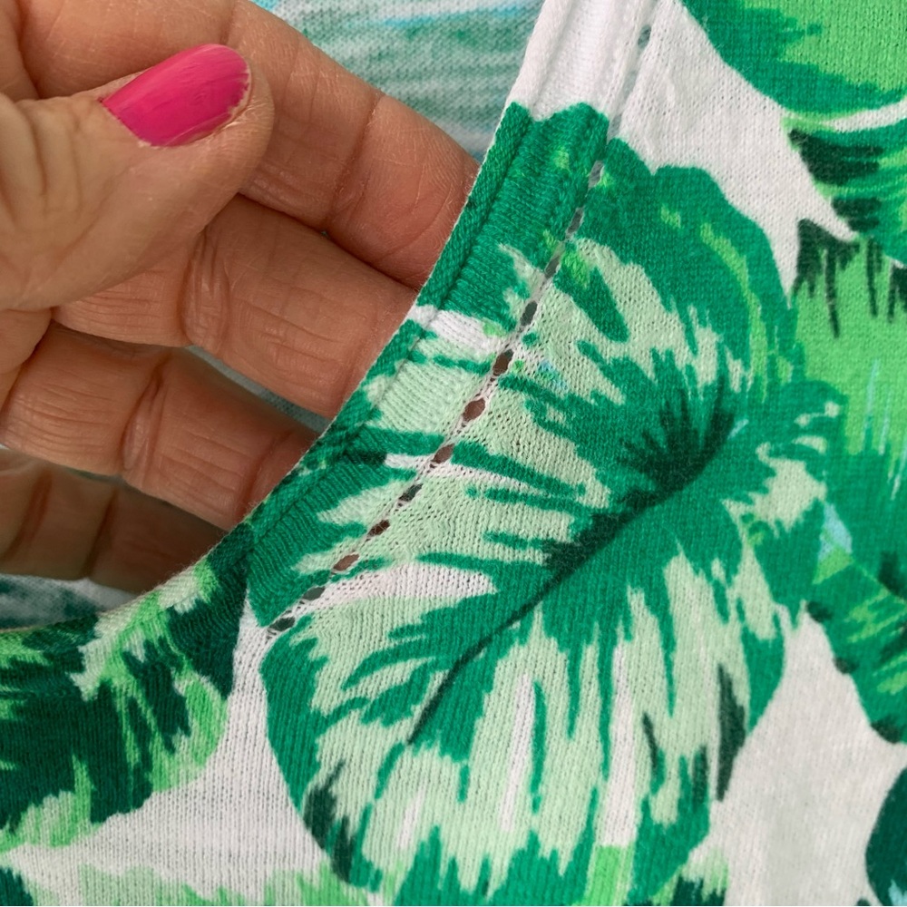 Talbots (Small) Green Leaf Pattern Lightweight Top - image 2